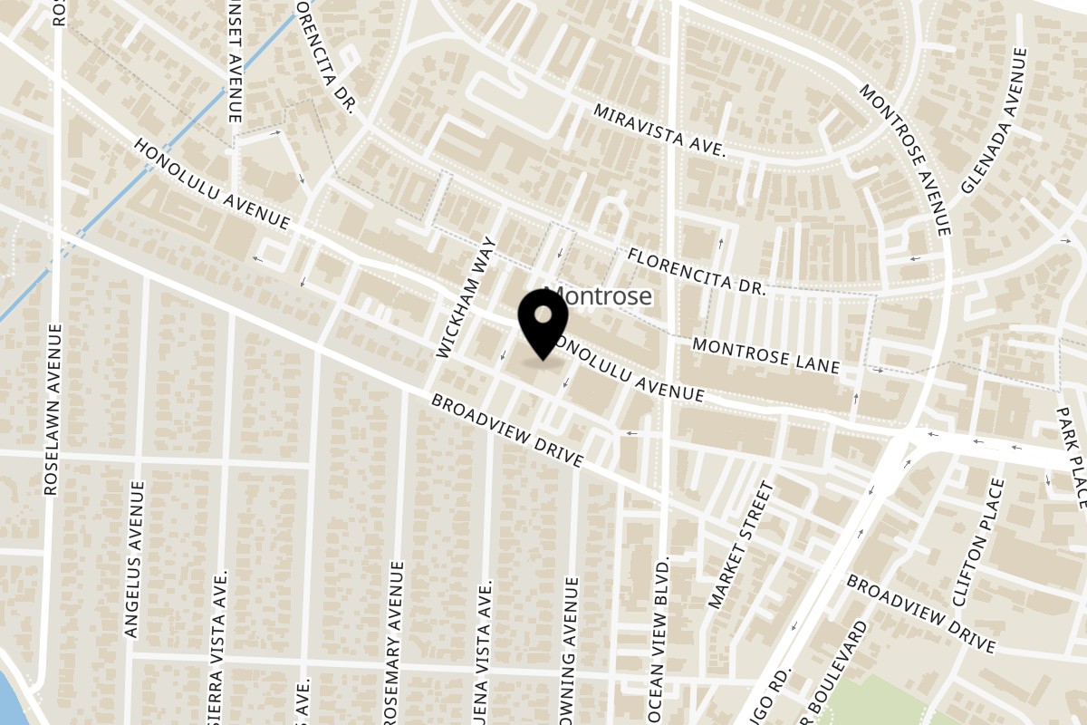 Map showing the location of Seasoning Alley Montrose on 2332 Honolulu Ave in Montrose
